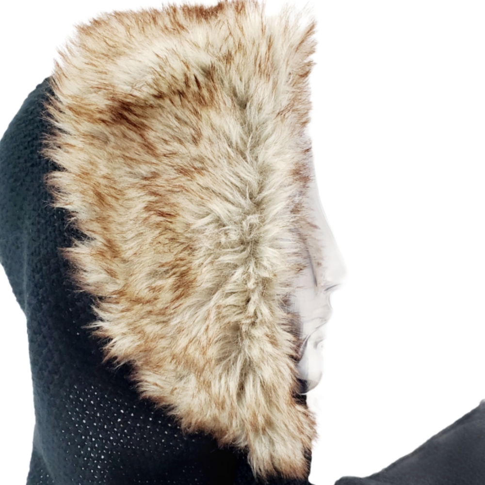 Sold Winter Knit Hooded Scarf Faux Fur Detail